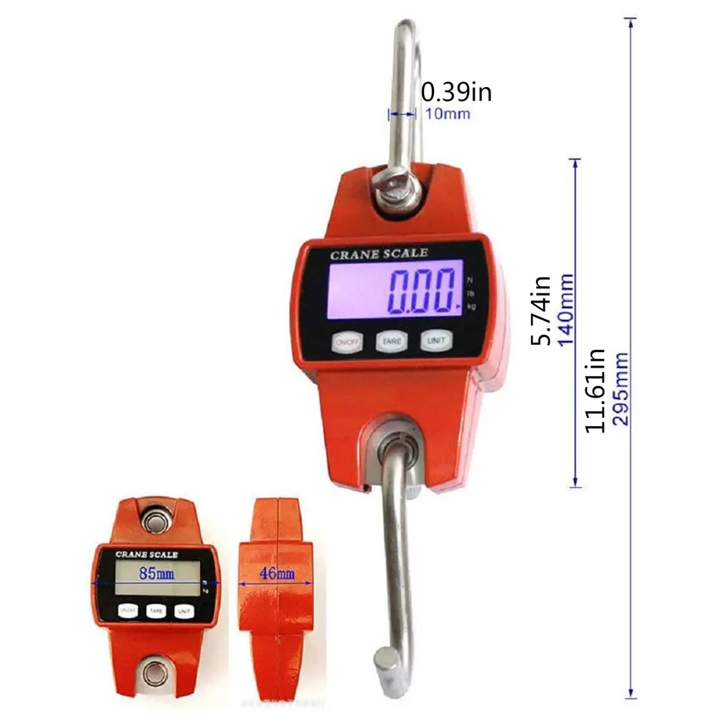 

1pcs 300KG Crane Scale Weight Heavy Duty Portable Digital Stainless Steel Hanging Hook Scales Automatic Power Off
