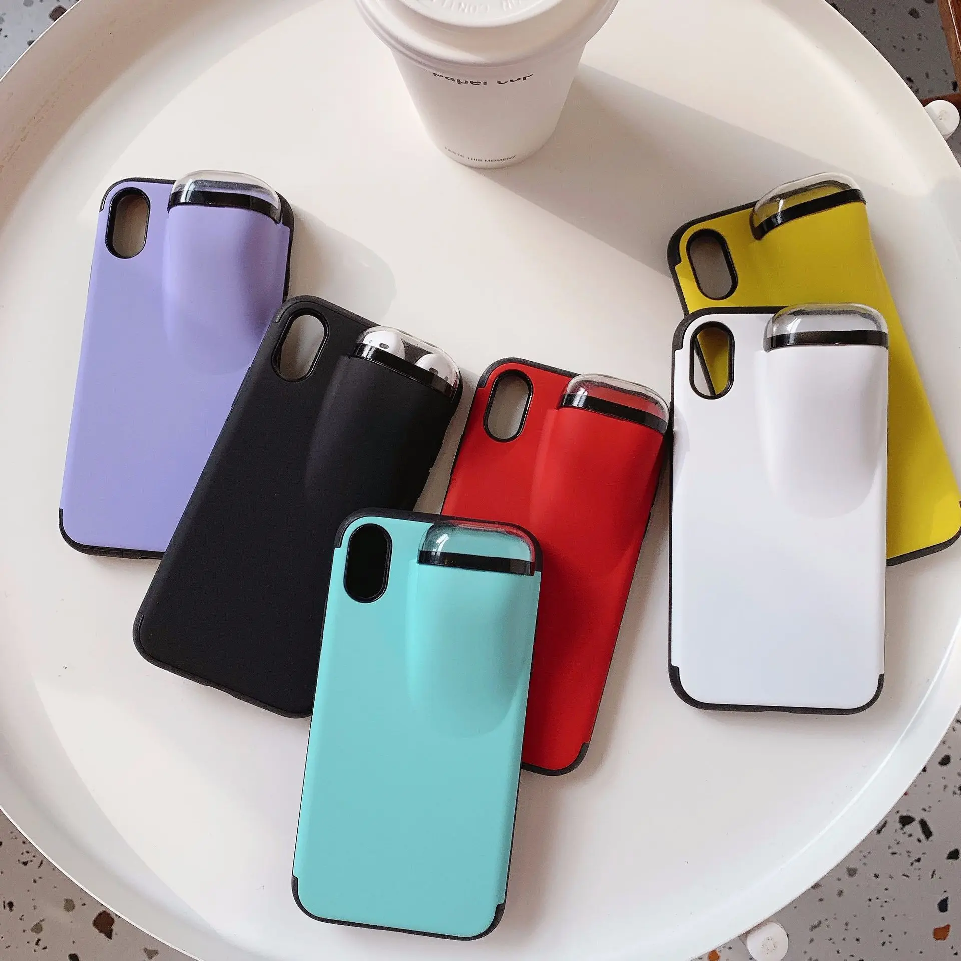 Милый чехол s для Airpods 1 2 Iphone 11 Pro Max 6 7 8 Plus X Xr Xs черный и белый шесть цветов 2в1 AirPods