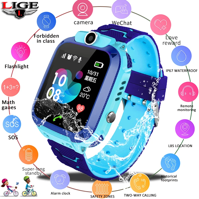 Детские Смарт часы LIGE LBS базовая станция расположение детские SOS определение