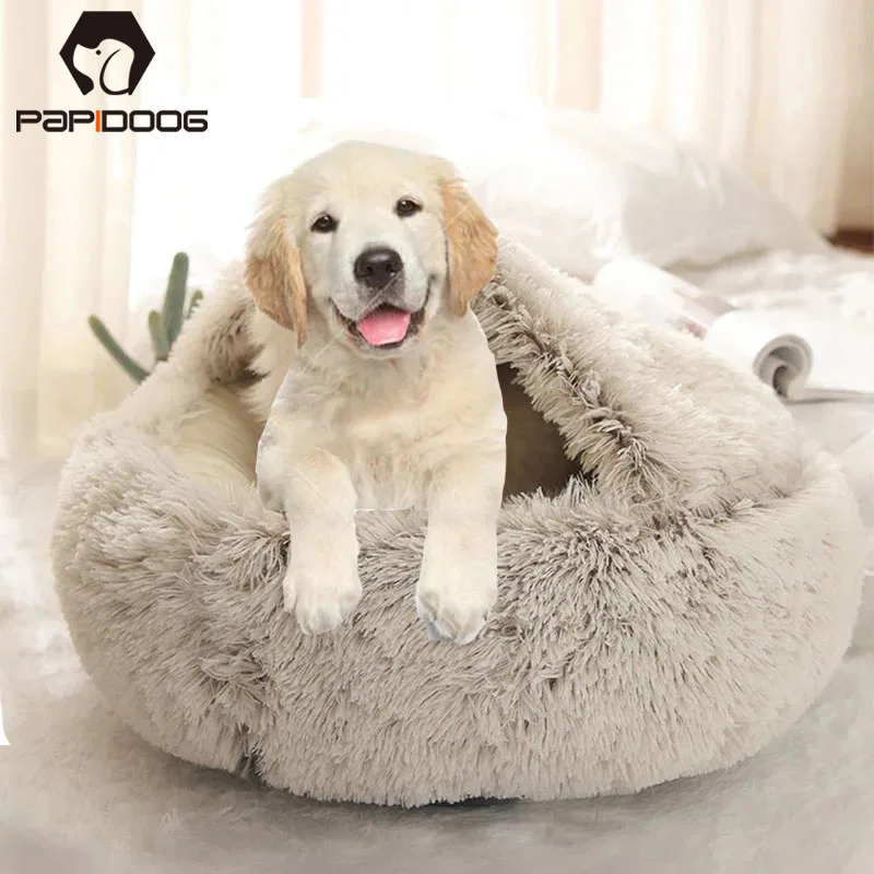 

Теплый мягкий спальный собака Кот круглая кровать моющиеся длинные плюшевые подушки дом Бархатные коврики диван кровать для маленький бол...