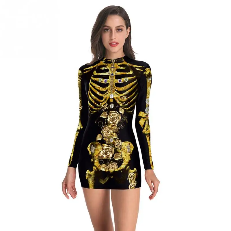 Women Halloween Role Play Dress Long Sleeve Crew Neck Charming Mini Nurse/Ghost Cosplay Costume for Masquerade Performance | Тематическая