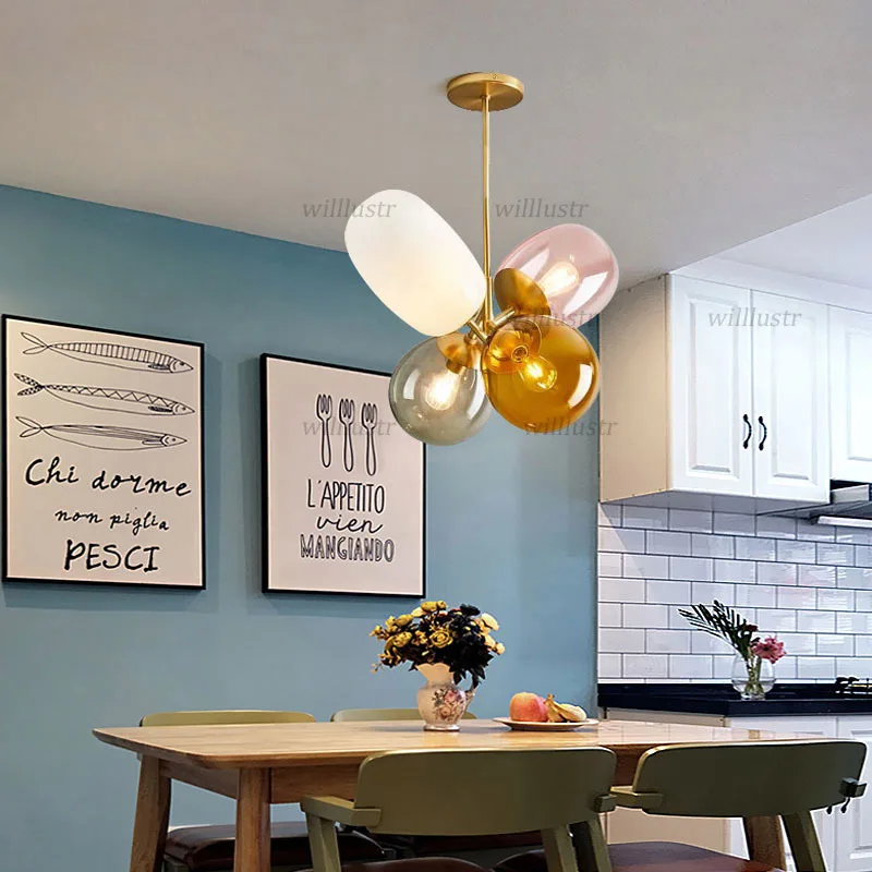 Современный красочный стеклянный подвесной светильник для отеля магазина кафе