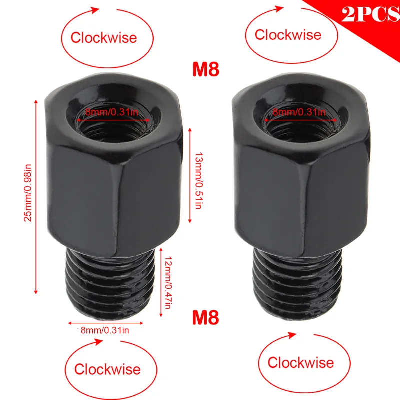 

Адаптер для зеркала заднего вида M8 M10 10 мм 8 мм, универсальный черный металлический болт-адаптер для мотоцикла или мотоцикла, 2 шт.