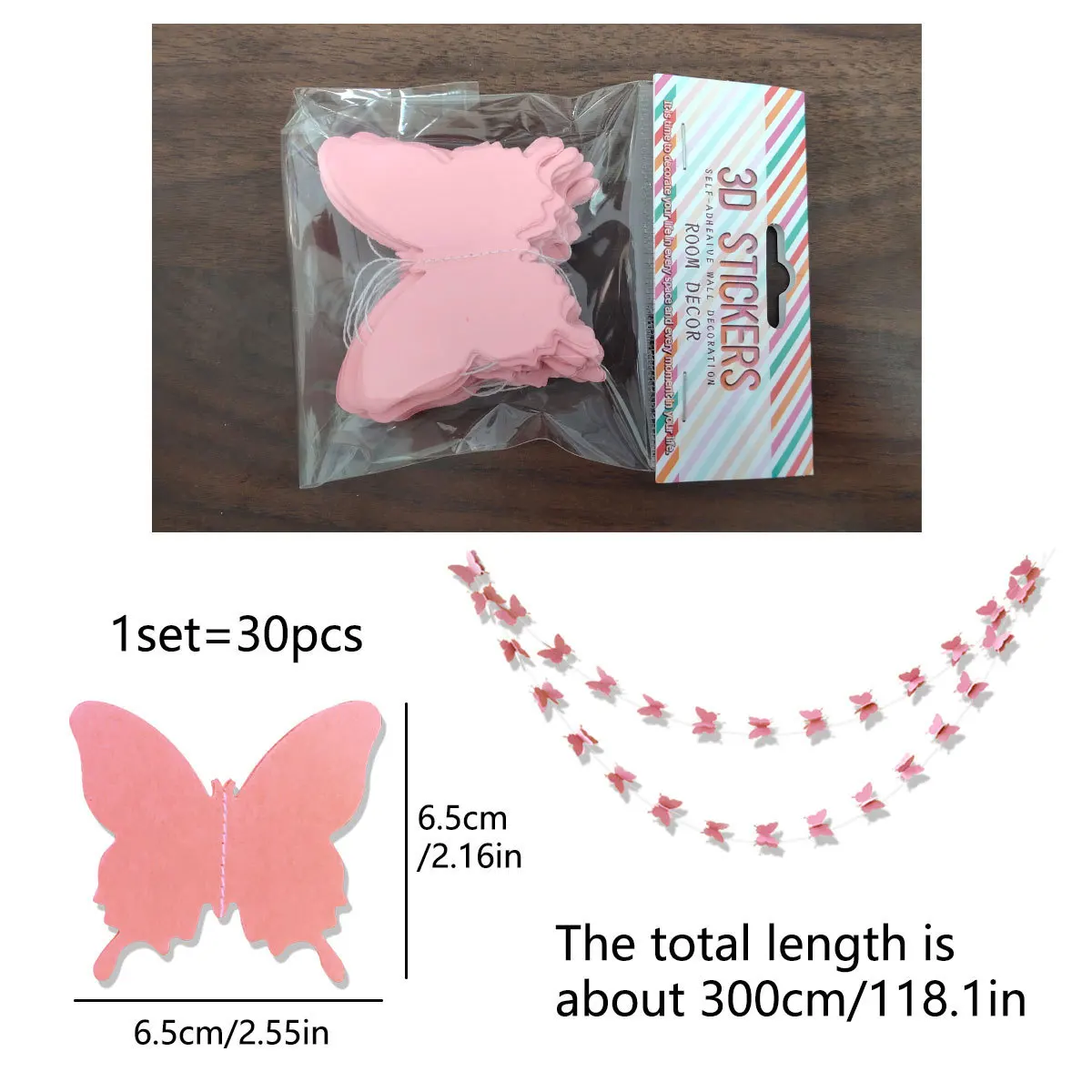 

30Pc Butterfly Garland Decoration Tissue Paper Pink Butterfly Hanging Streamer Bunting Banner For Hawaiian Summer Beach Party