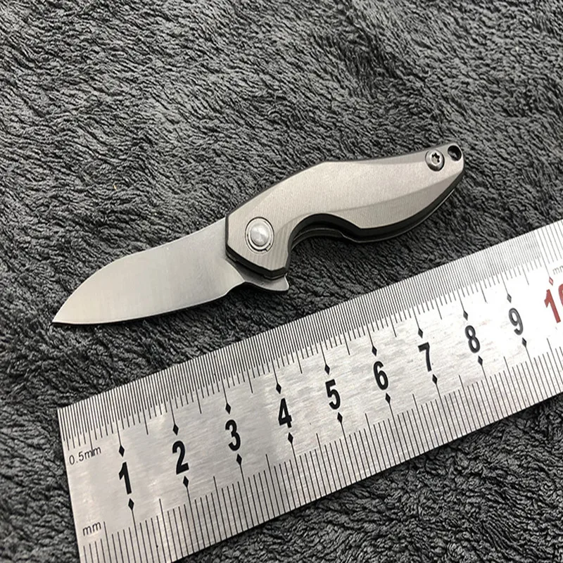 

Mini Pocket Damascus Steel Tactical Small Folding Knife Titanium Alloy Handle Key Chain Outdoor Jungle Hunting Camping Knife