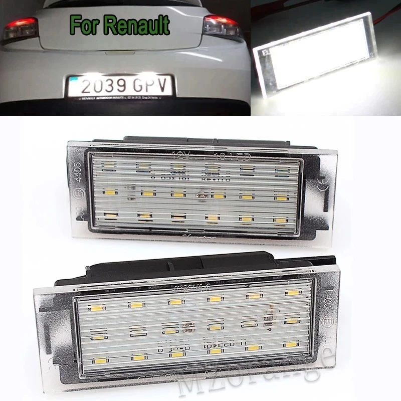 

White LED Number License Plate Light For Renault Clio Laguna 2 Megane 3 Twingo Master Vel Satis SMD3528 12v Car Accessories