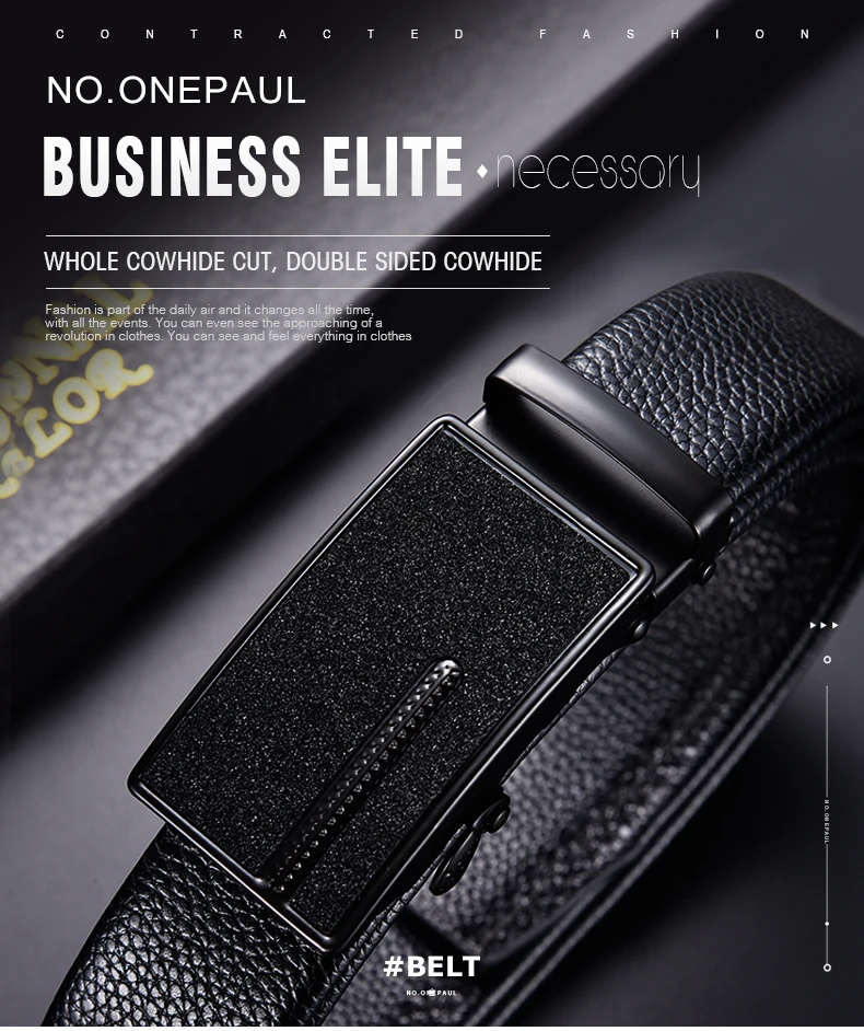 NO.ONEPAUL Luxury brand belt men fashion alloy automatic buckle Genuine Leather Belts for Men Designer's top business waist belt
