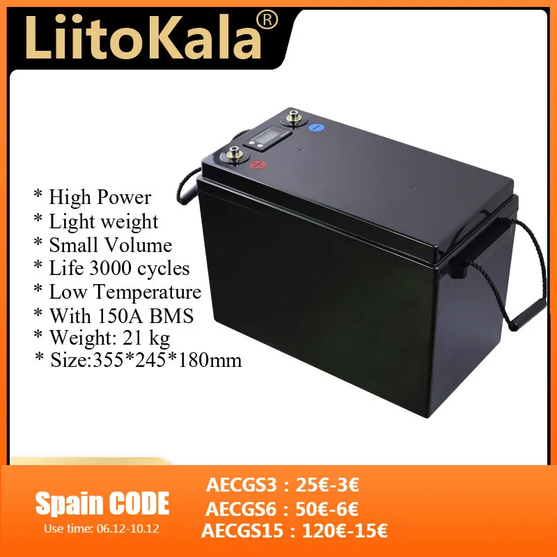 

Battery 12v 200ah Lifepo4 Lithium Batteries Bms 3000 Cycles for Motorhomes 12.8v Campers Golf Cart Off-road Off-grid Solar Wind