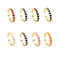 rainbow love ring enamel heart shaped jewelry enamel colorful ring ladies wedding jewelry birthday gift