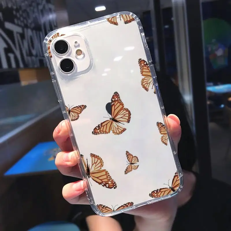 

Vintage Butterfly Fashion Phone Case Transparent soft For iphone 5 5s 5c se 6 6s 7 8 11 12 plus mini x xs xr pro max