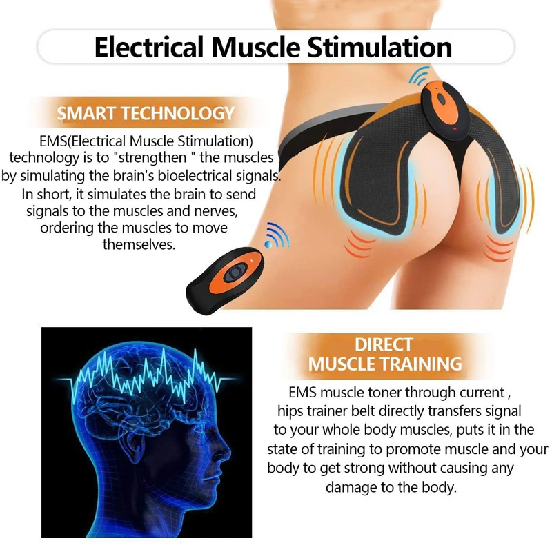

Abs Stimulator Hips Buttock Trainer Electronic Backside MuscleToner Smart Training For Men Women