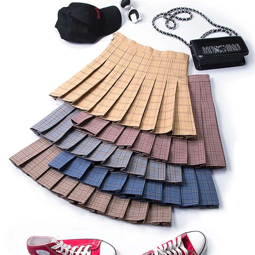 Женская юбка в шотландскую клетку с завышенной талией | одежда