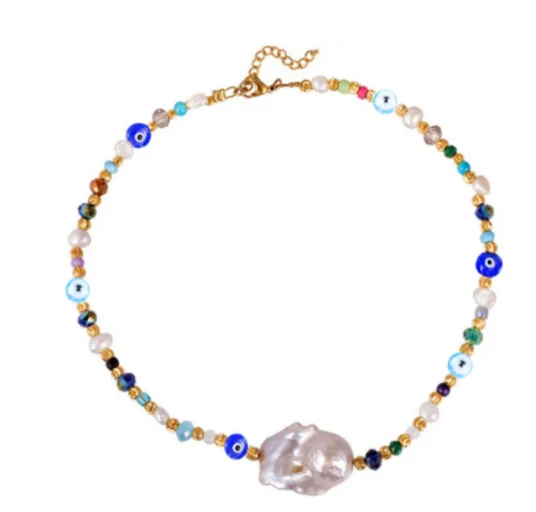 Модные звенья цепи bijoux Ожерелье из нержавеющей стали богемная жемчужная подвеска в стиле барокко ожерелье весна-слинг закрытие MATERA ожерелье - Окраска металла: 7