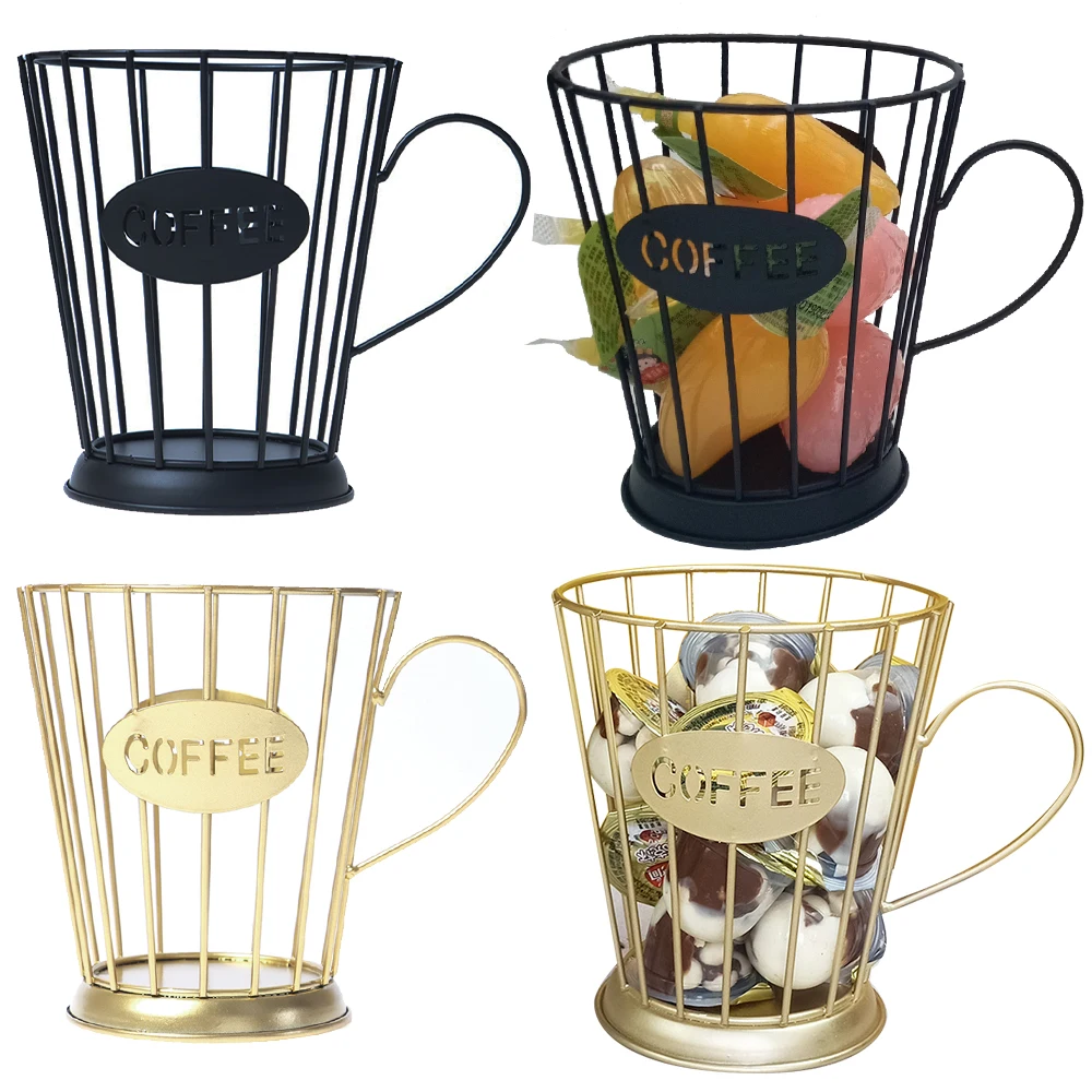 

New Coffee Capsule Storage Basket Coffee Cup Basket Vintage Coffee Pod Organizer Holder Black For Home Cafe Hotel HOT