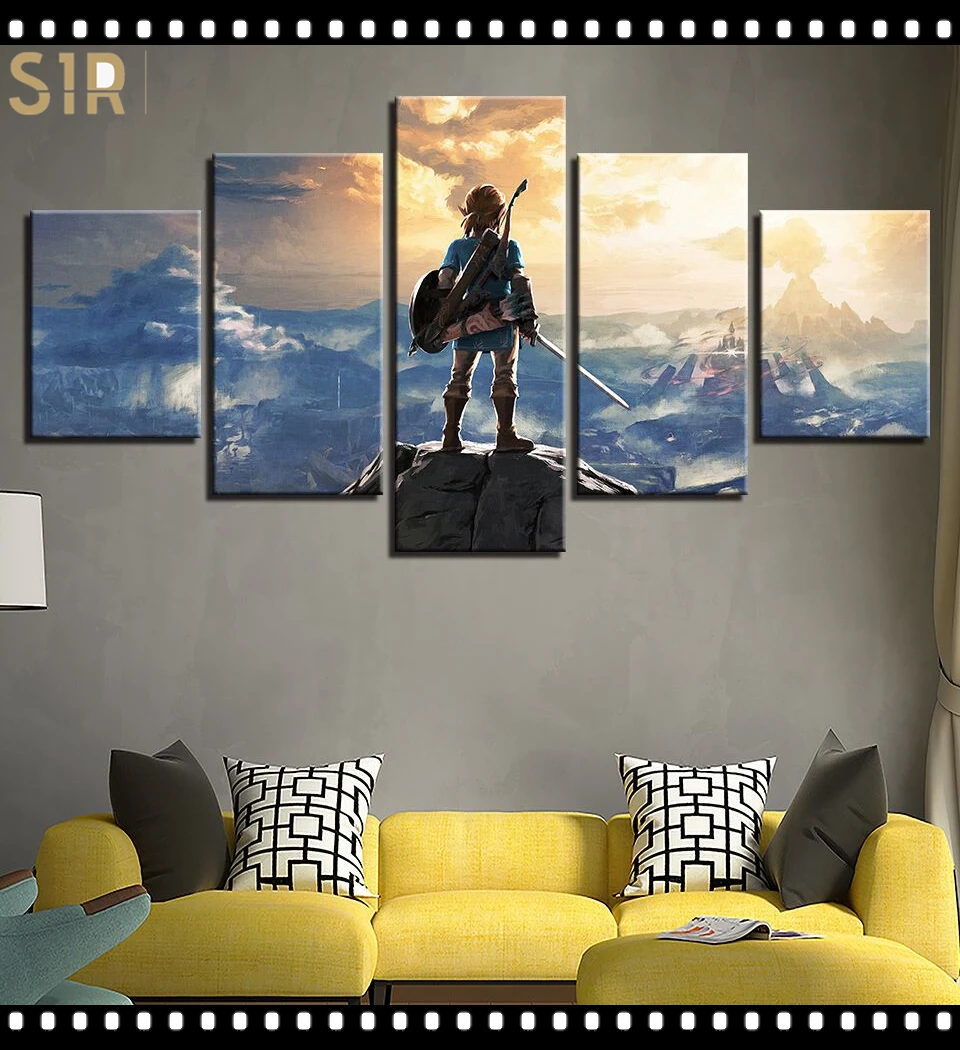 

The Legend Zelda Poster Vikings Pictures Wall Art 5 Pieces Canvas Painting Home Decor Living Room HD Printed Game Poster Anime