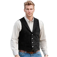 mens suede suit vest steampunk style sleeveless ready to wear western denim waistcoat