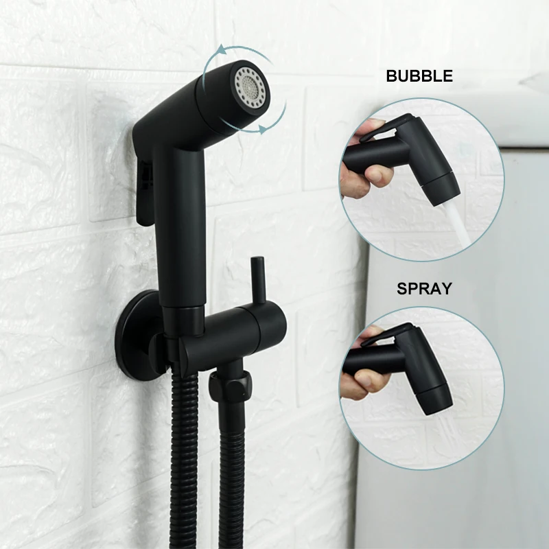 Ручной спрей для биде черный латунный корпус 2 функции лейка душа ABS распылитель