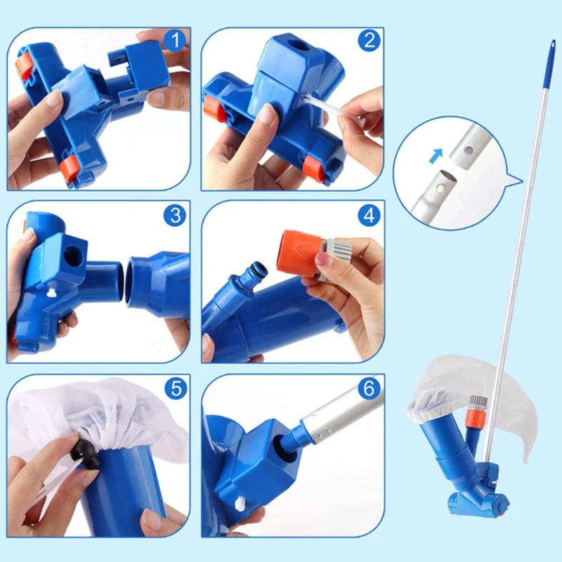 

50LB Portable Swimming Pool Fountain Vacuum Brush Cleaner Cleaning Tool with Rubber