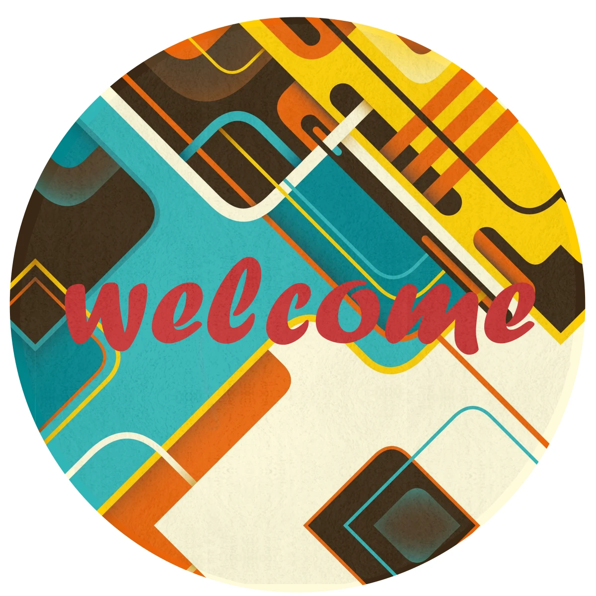 

Geometric shape welcome round door non-slip floor mat, flannel fabric is easy to clean, does not damage the floor, 60 cm