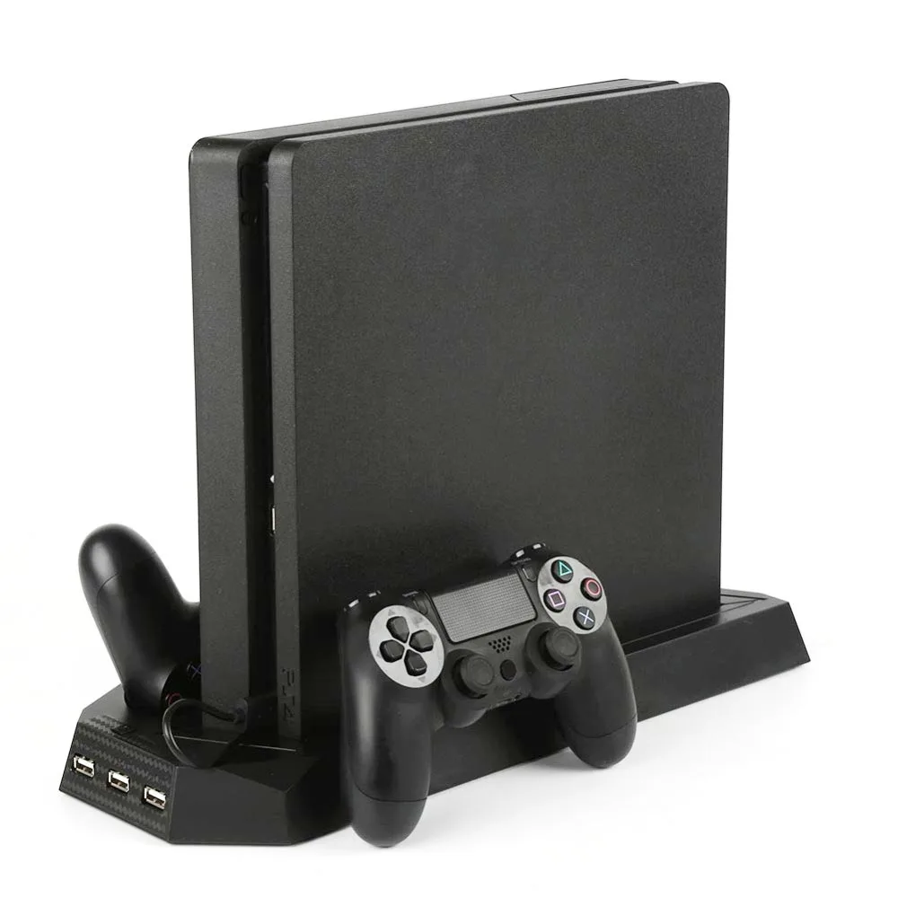Вертикальная док-станция для зарядки PS4 с вентилятором охлаждения и двумя