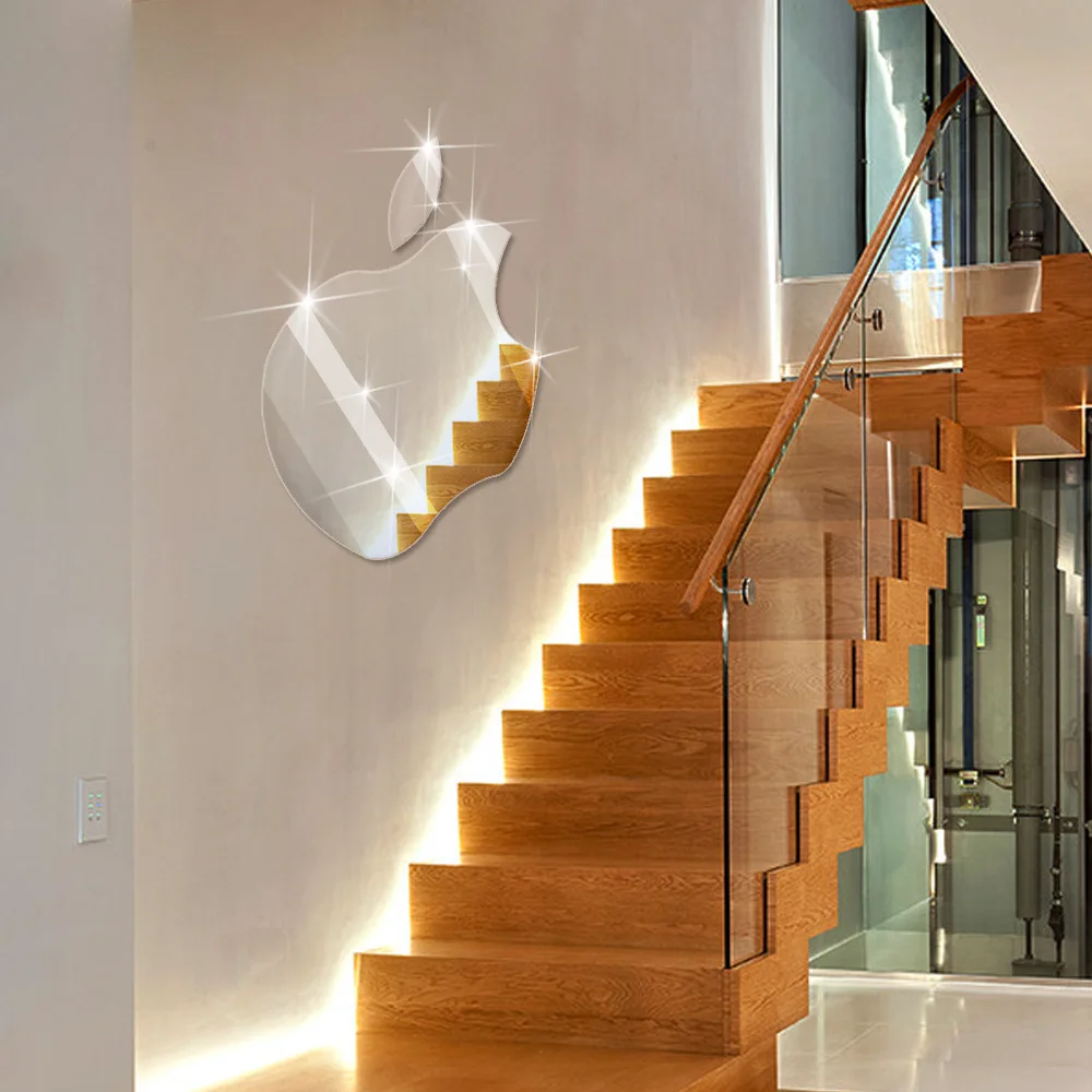 2 шт. Наклейка на стену в виде яблока для ванной комнаты зеркальные наклейки