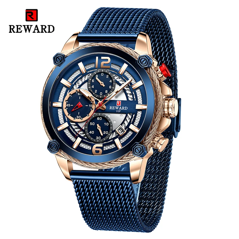 

Reward Men Quartz Wristwatches Luxury Multi-function Chronograph Waterproof Sport Men's Watch Full Stainless Steel Wrist Watches