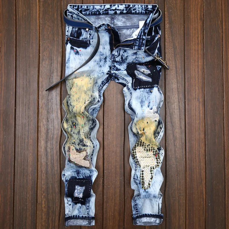 

Light Blue Jeans Men Straight Denim Jeans Trousers Plus Size 29-42 High Quality