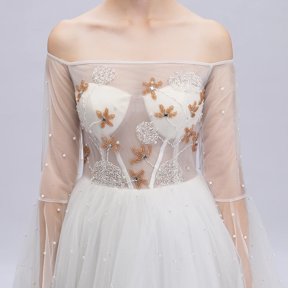 SSYFashion 2019 новое белое вечернее платье lllsion с вырезом лодочкой блестками бисером со