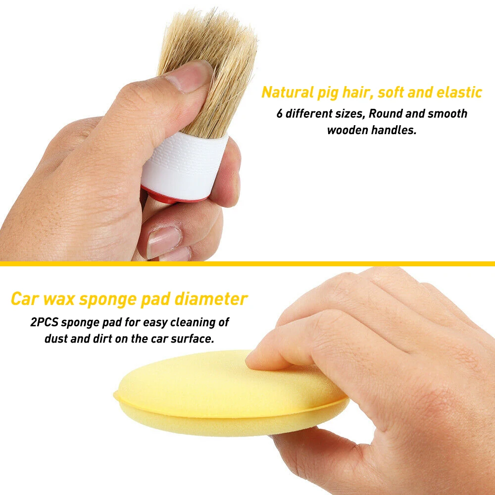 

12pcs/1set Professional Car Interior Detail Brush Kit Automotive Interior Cleaning Brush Boar Hair Wheel Cleaning Tools