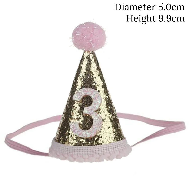 mini hat Pink 3 WEIGAO 1 шт. 1/2/3 шляпы для вечеринки по случаю Дня Рождения лента для волос в виде короны корона для принца и принцессы повязка на голову Baby Shower дети День рождения украшения - Цвет: mini hat Pink 3