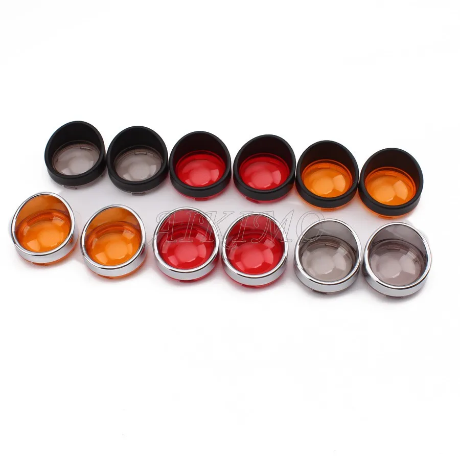 

Motorcycle Visor-Style Turn Signal Bezels w/ Smoke/Red/amber Lens for Harley Dyna Softail Sportster FLHX Street Glide