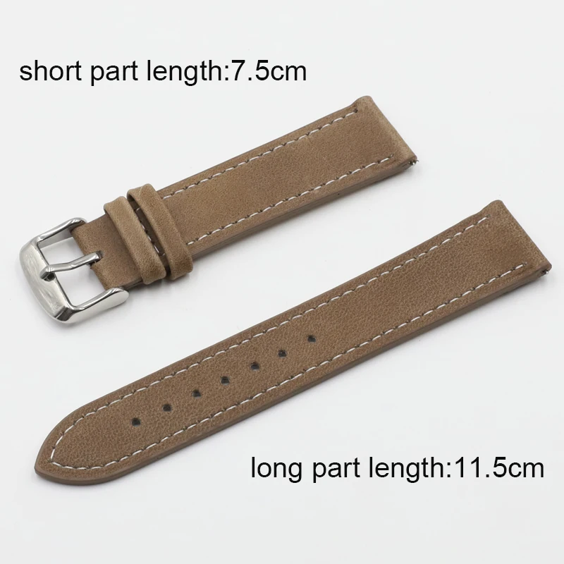 High Quality Retro Watch Strap Band 18mm 20mm 22mm 24mm Leather Watchbands Gray Black Brown Blue for Men Watch Accessories