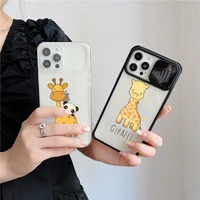 giraffe creativity painting animal phone case for iphone 7 8 11 12 x xs xr mini pro max plus slide camera lens protection
