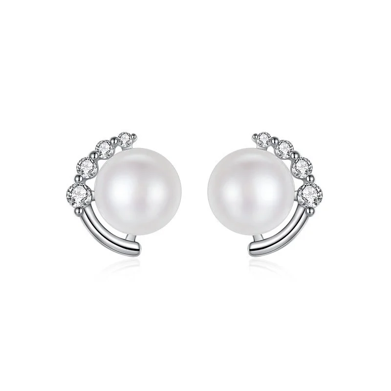 ZOBEI Silver Geometric Pearl Earrings For Fashion Women Party Cute Fine Jewelry Accessories | Украшения и аксессуары