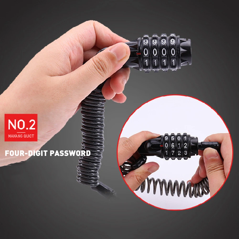 

Mini Portable Spring Anti-theft Bicycle Code Lock 4 Digits Combination Password Bike Lock Spring Disc Cable Wire Security Lock