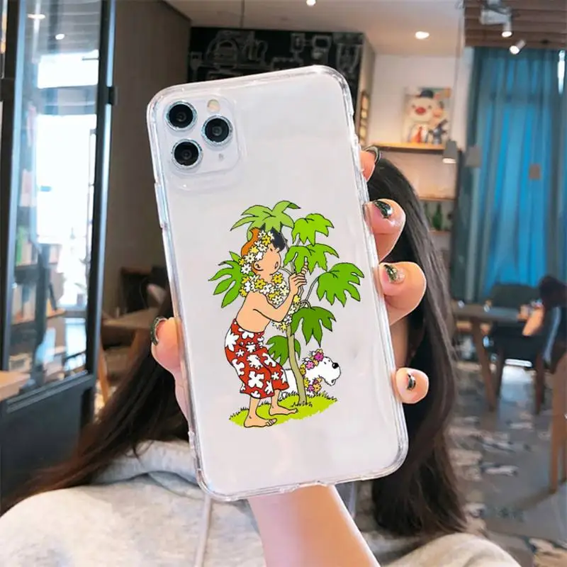 

The Adventures of Tintin Phone Case Transparent for iPhone 6 7 8 11 12 s mini pro X XS XR MAX Plus cover funda shell