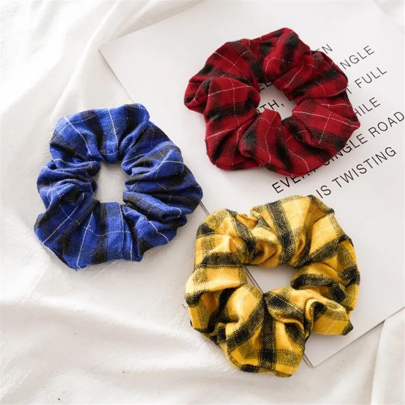 Зимние хлопковые резинки в клетку Однотонные для волос аксессуары - купить по