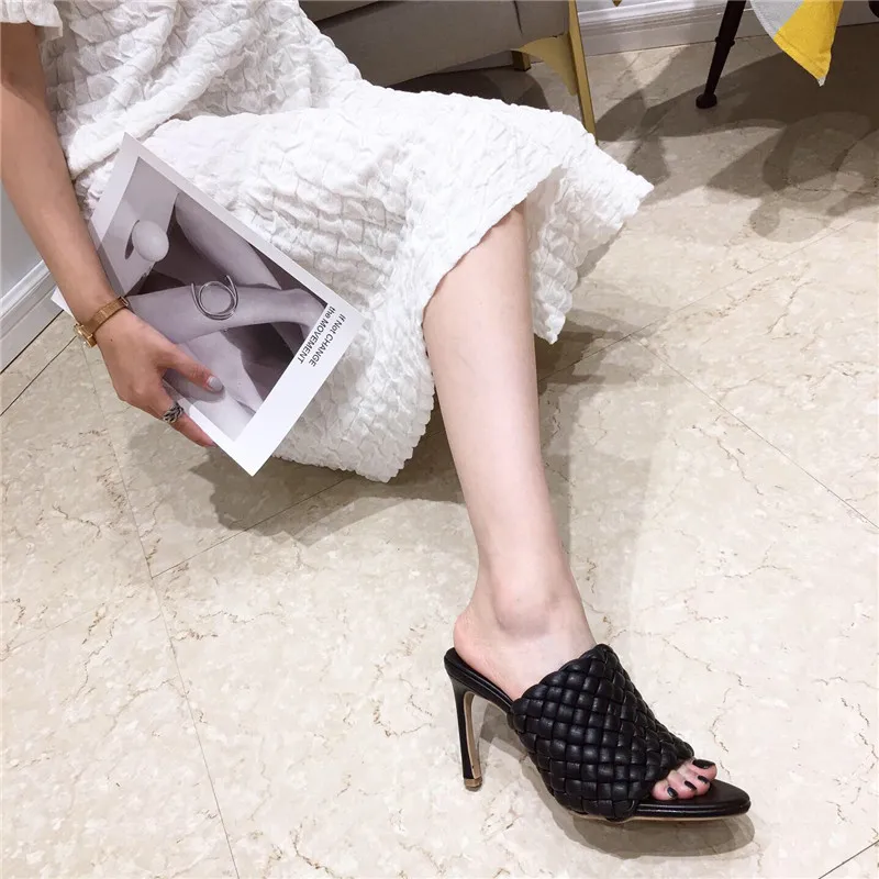 Yellow Sandals Casual Weave Hight Heels Women Blue Slippers Brand Sandles Summer Office Shoes Vrouw | Обувь