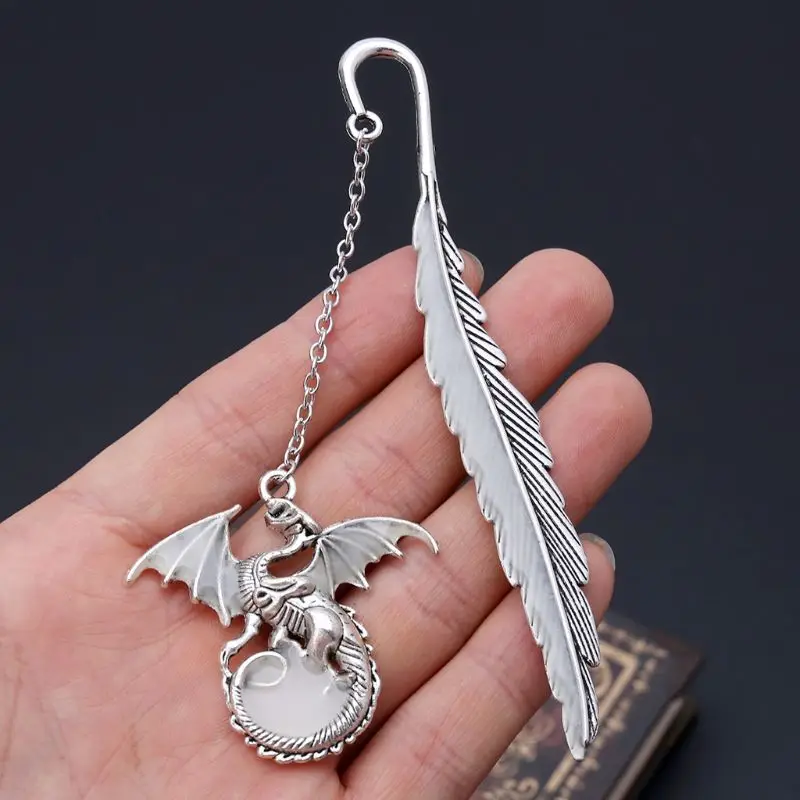 

Glow In The Dark Luminous Book Marker Creative Feather Dragon Bookmark Label School Office Stationery