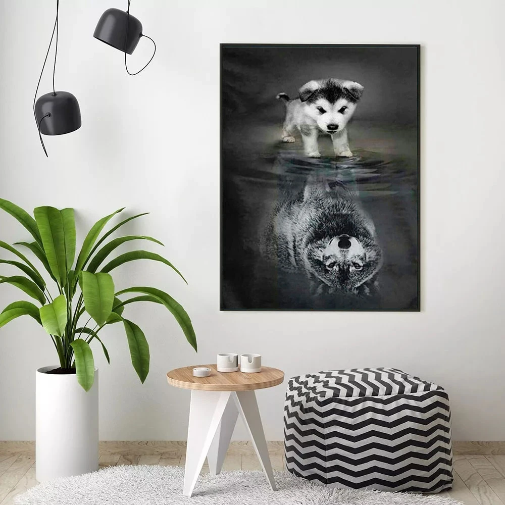 HUACAN картинки по номеру Животное украшение на стену живопись маслом волк