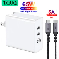 tquq usb c wall charger 65w fast portable 3port charger gan tech usb c qc pd 3 0 power adapter for iphone 12macbooksamsung