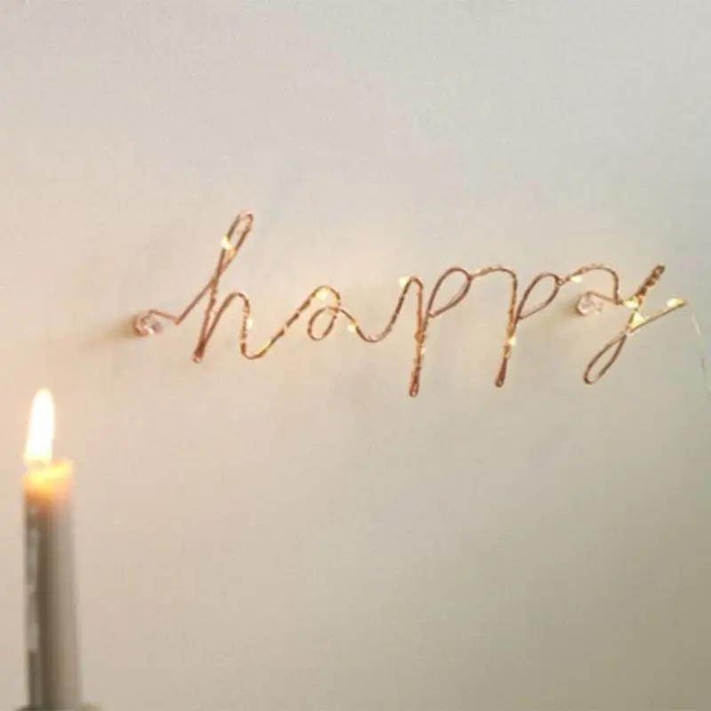 

1PC Wire Letters Home Decor Interior Wall Sign Gift Love Happy Kitchen Livingroom Wall Decorative Letters & Numbers 6 Styles
