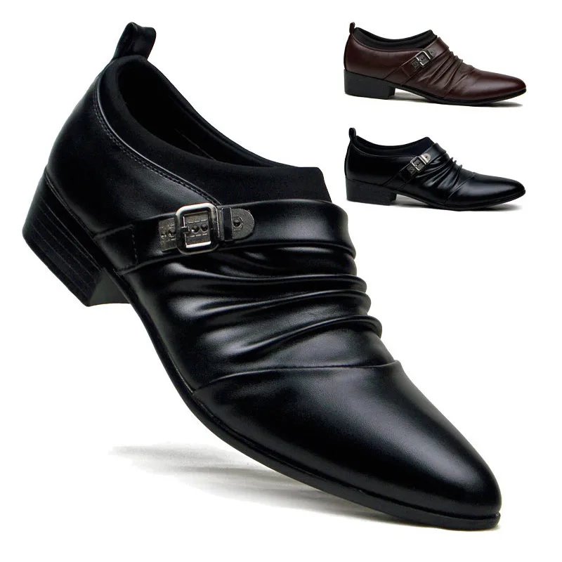 Italian fashion elegant oxford Shoes for mens shoes large sizes men formal Leather dress loafers man slip on pointed | Обувь