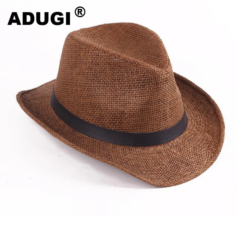 Летняя соломенная плетеная ковбойская шляпа ADUGI Пляжная Шляпа рыцаря для