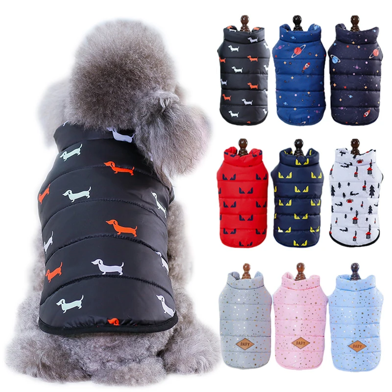 

Зимняя одежда для собак, хлопковое пальто с принтом для собак, теплая куртка для собак, наряд для щенков, одежда для чихуахуа, бульдогов, йорк...