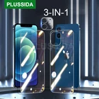 3-в-1 полное покрытие для iPhone 12 Pro Max 11 Pro Max экран протектор X R XS заднее закаленное стекло на iPhone 11 объектив камеры пленка