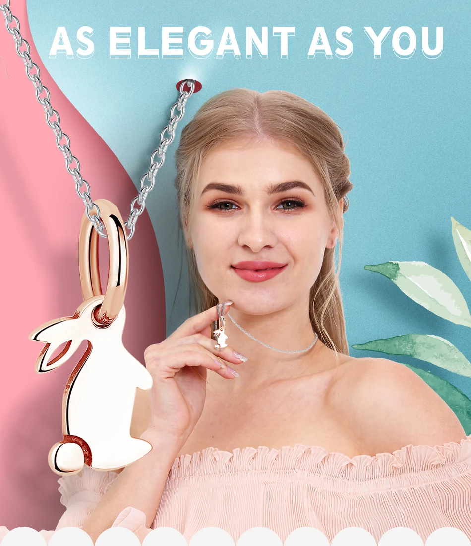 

ELESHE 5PCS Wholesale S925 Sliver Cute Rabbit Pendant Bead For Women Fit Original Bracelet & Necklace DIY Fashion Jewelry Gift