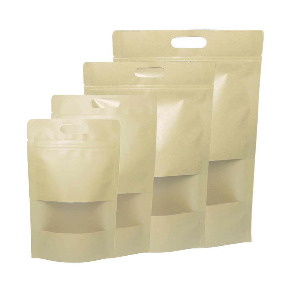 Экологически чистые пакеты Ziplock для хранения крафт бумаги закусок устойчивые