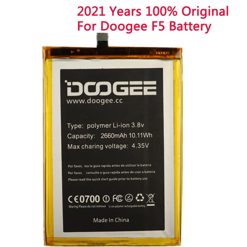 

2021 года, 100% оригинальный запасной аккумулятор Для Doogee F5, 2660 мАч, запасные части для смартфонов, резервная батарея для Doogee F5