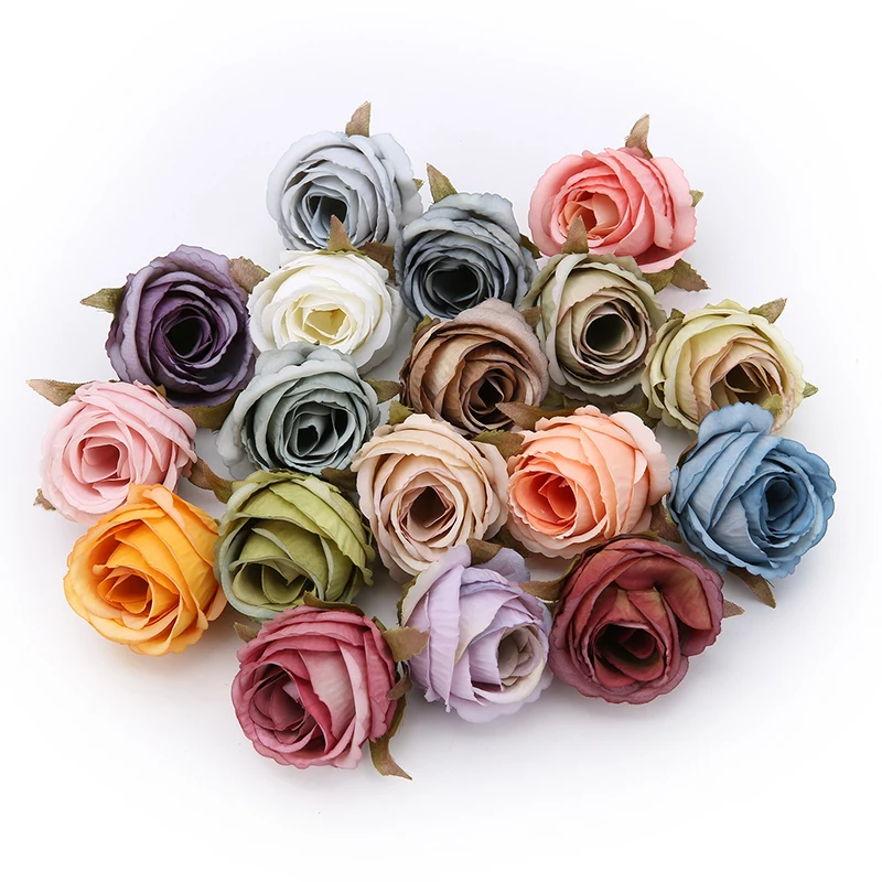 

10Pcs 5CM Big Rose Artificial Flowers Heads High Quality For Wedding Decor DIY Wreath Scrapbook Craft Fake Flowers Accessories
